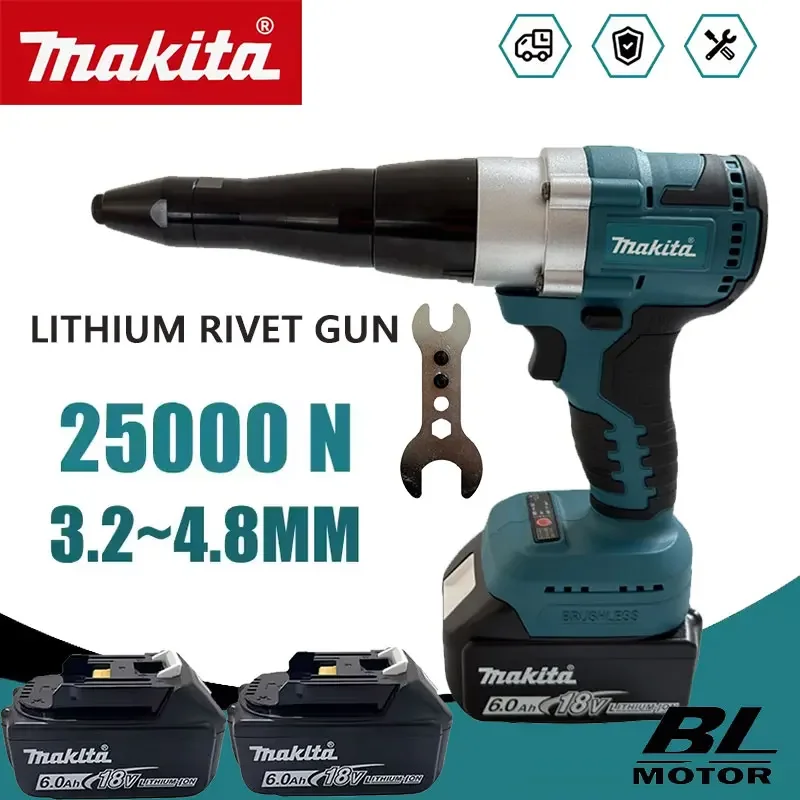 Power Tools Universal Battery - Бесщеточный электрический заклепочник Makita 25000N, аккумуляторный,